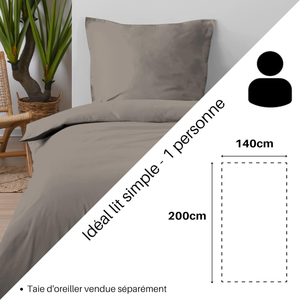 Housse de Couette Stof 140 x 200 cm 57 Fils Coton Eden Lin