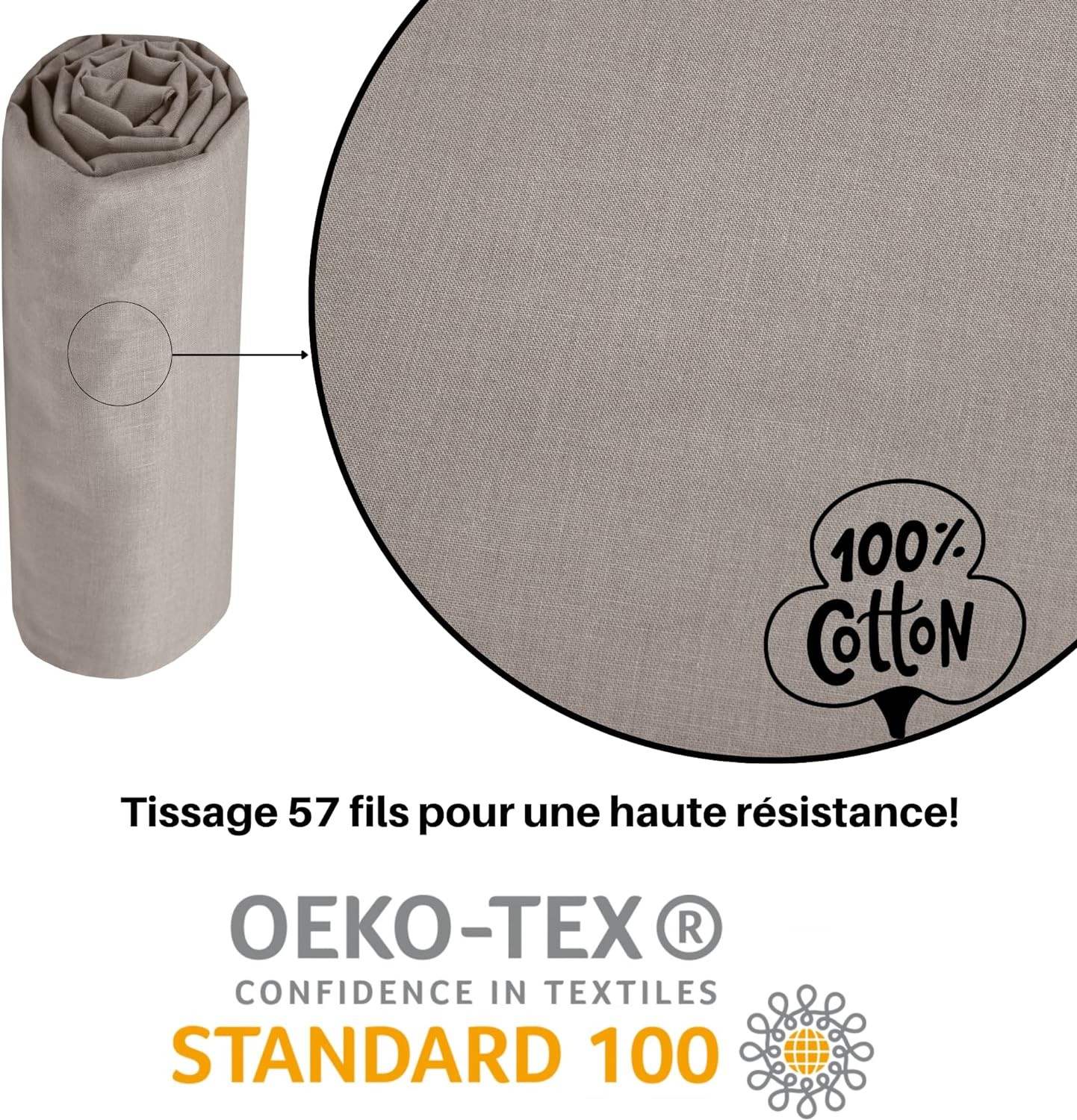 Housse de Couette Stof 140 x 200 cm 57 Fils Coton Eden Lin