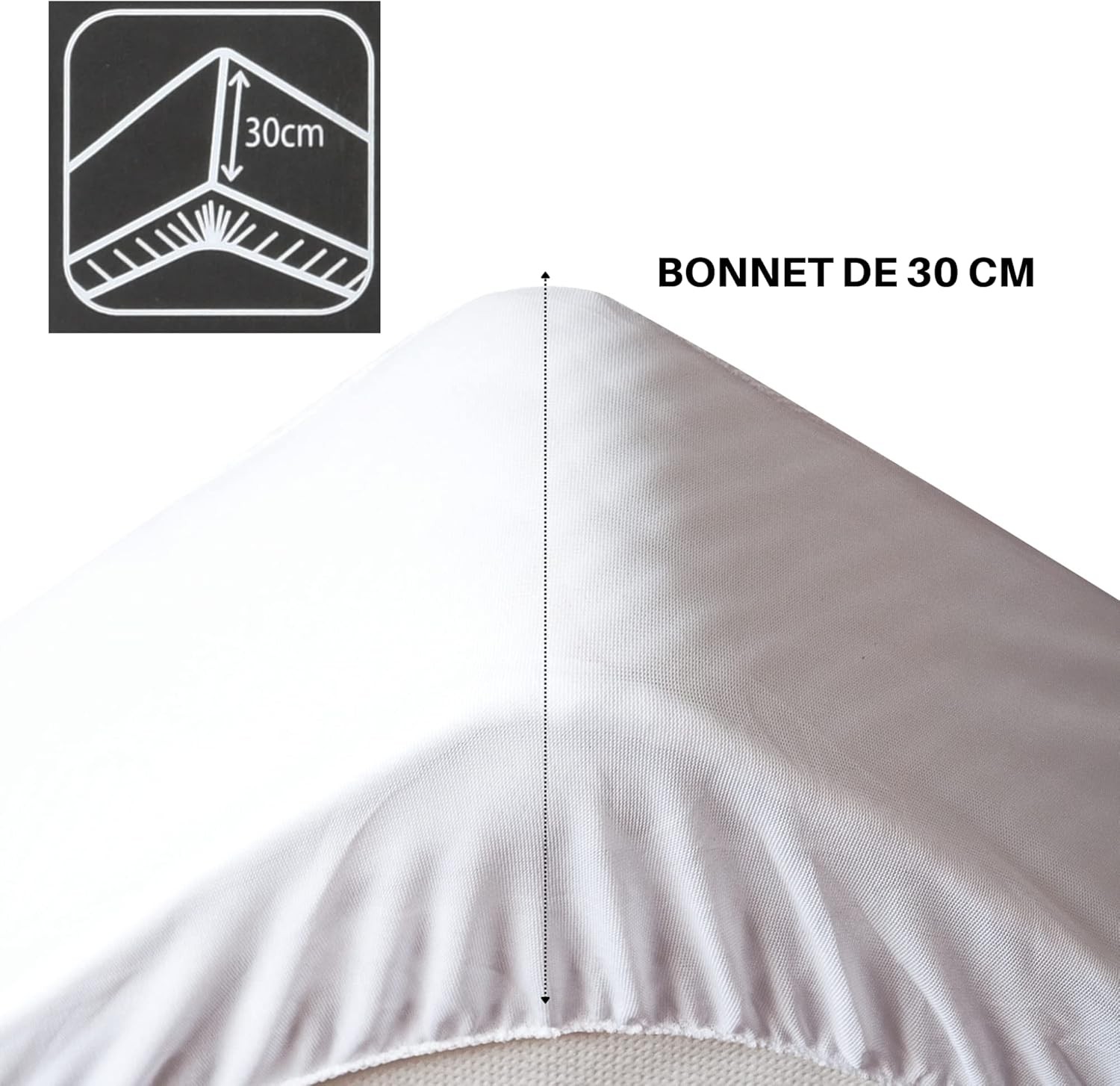Drap Housse Stof 140 x 190 cm bonnet 30cm 57 Fils Coton Eden Lin
