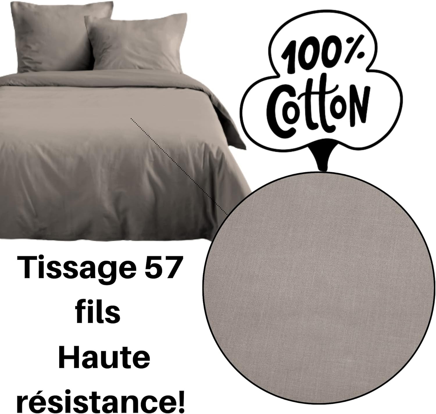 Drap Plat Stof 240 x 300 cm 57 Fils Coton Eden Lin