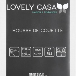 Housse de Couette Stof 200 x 200 cm 57 Fils Coton Eden Blanc