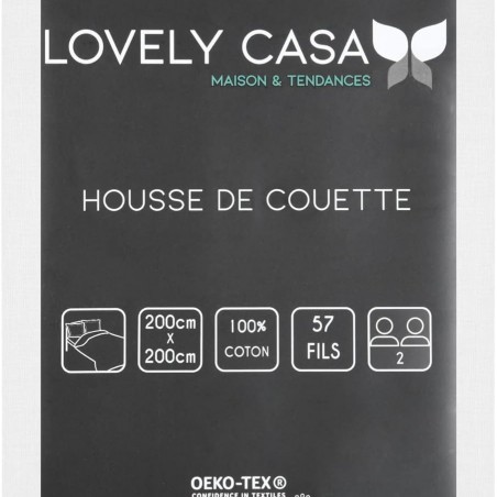 Housse de Couette Stof 200 x 200 cm 57 Fils Coton Eden Blanc