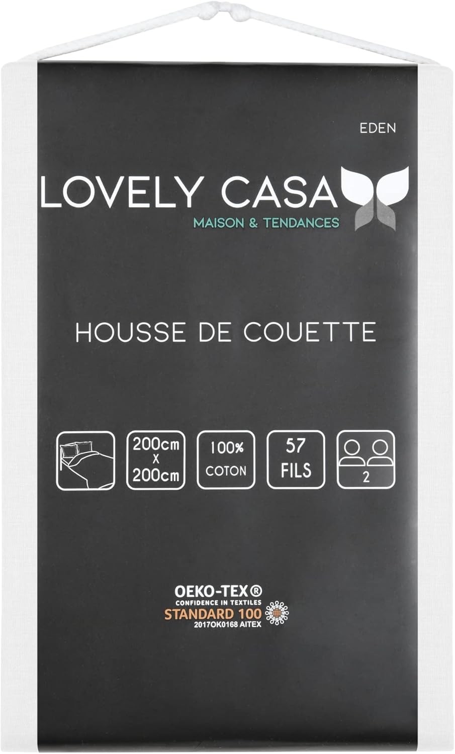 Housse de Couette Stof 200 x 200 cm 57 Fils Coton Eden Blanc