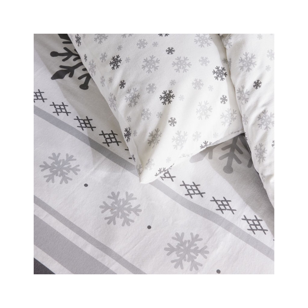 Parure Housse de Couette 240x220 cm Flanelle Today 2.22 Flocons Neige Grise