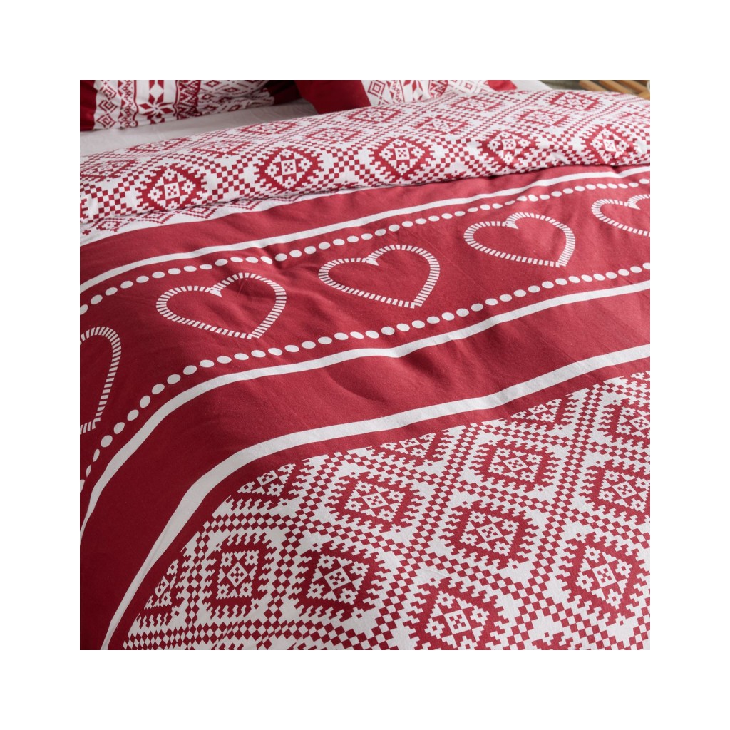 Parure Housse de Couette 260x240 cm Flanelle Today 2.21 Coeur Rouge