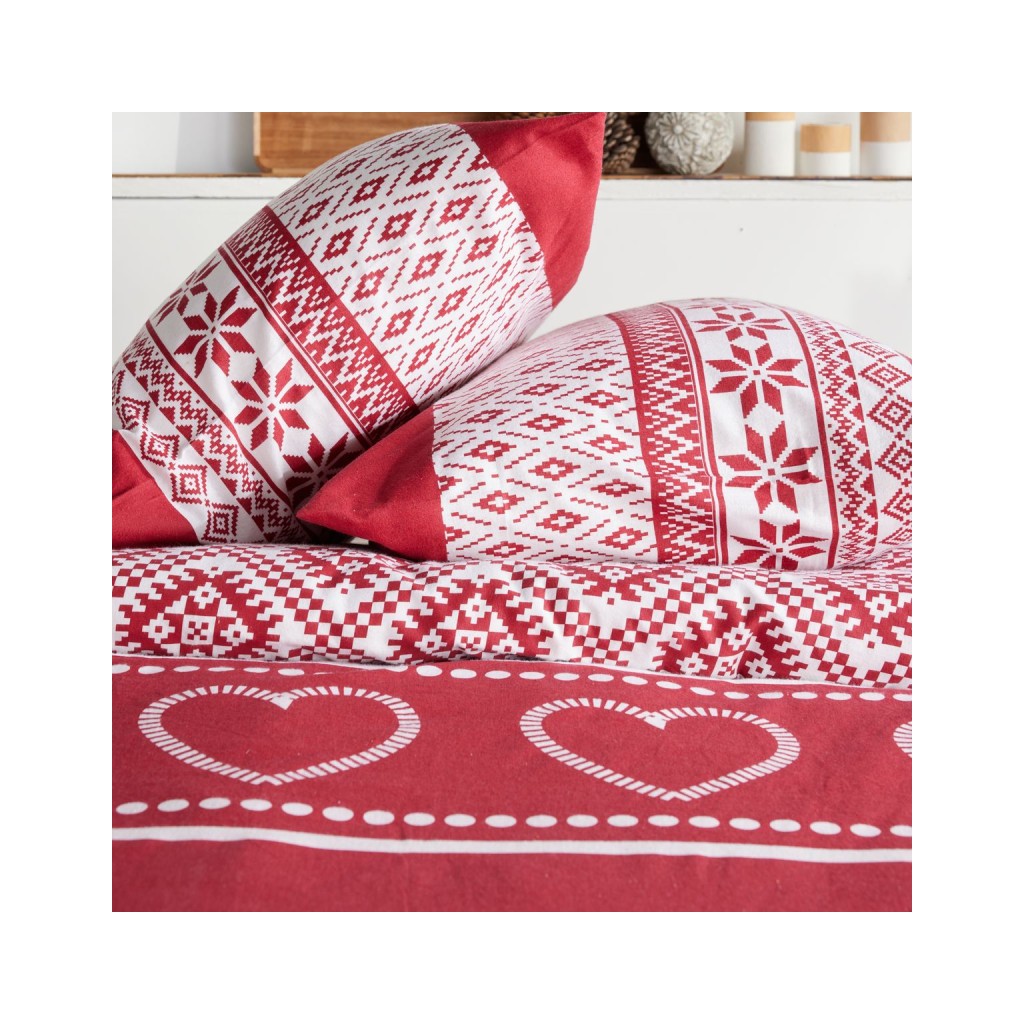 Parure Housse de Couette 260x240 cm Flanelle Today 2.21 Coeur Rouge