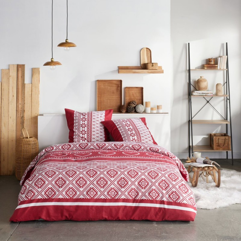 Parure Housse de Couette 240x220 cm Flanelle Today 2.21 Coeur Rouge