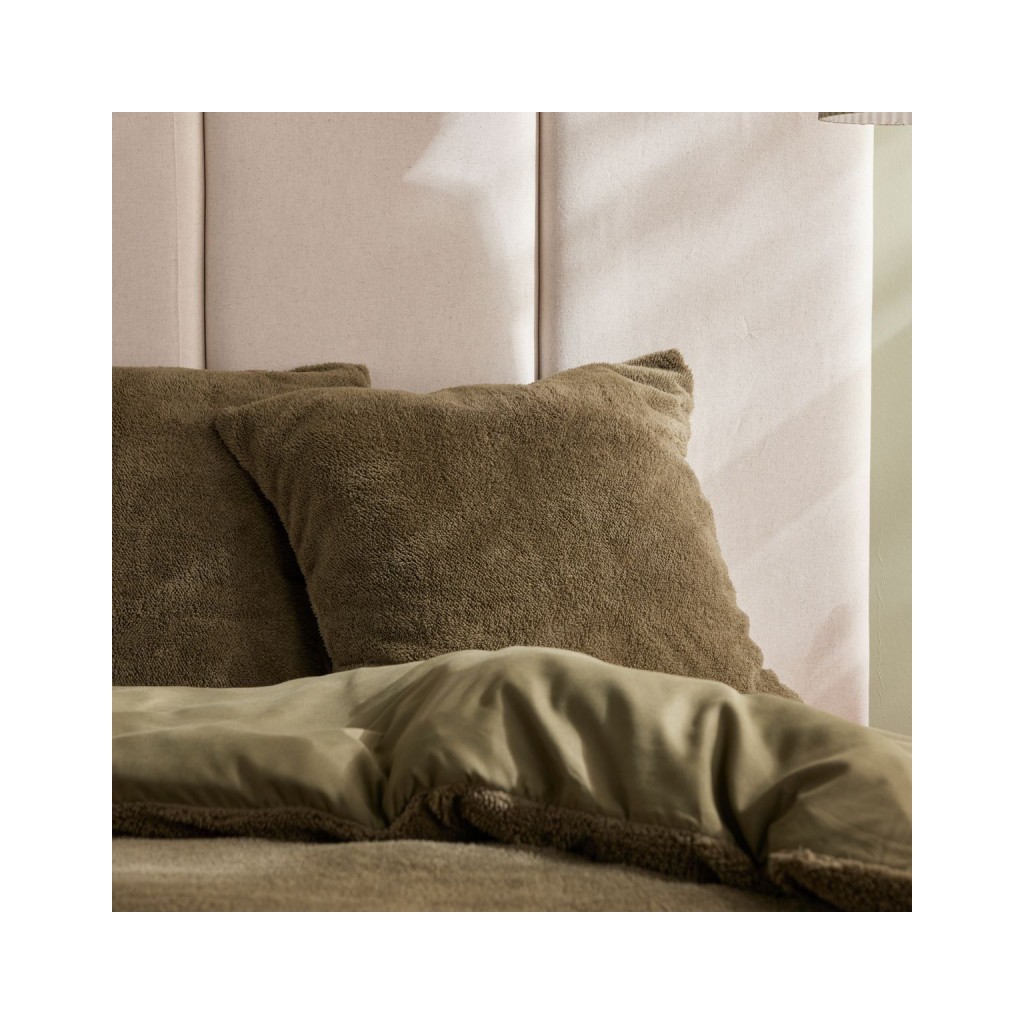 Parure Housse de Couette 240x220 Cm Today Teddy Polaire Kaki