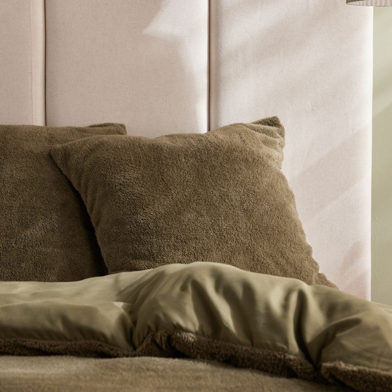 Parure Housse de Couette 240x220 Cm Today Teddy Polaire Kaki