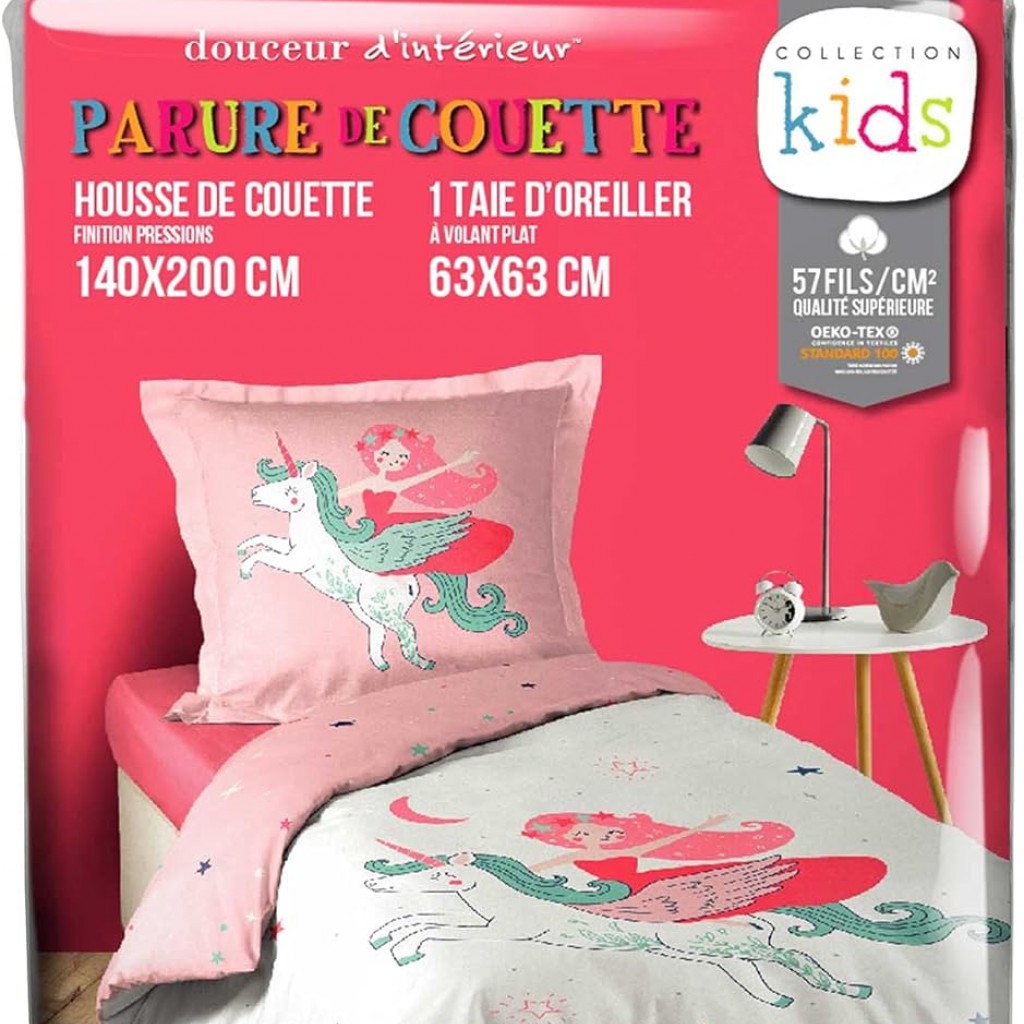 Parure Housse de Couette 140x200 Magic Licorne Fée