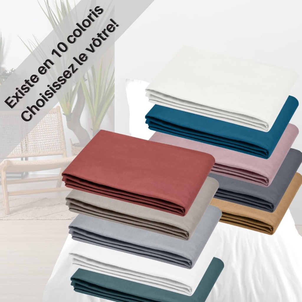 Drap Plat Stof 180 x 290 cm 57 Fils Coton Eden Blanc