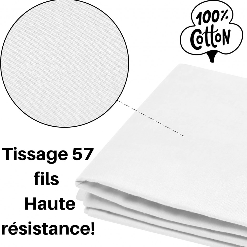 Drap Plat Stof 180 x 290 cm 57 Fils Coton Eden Blanc
