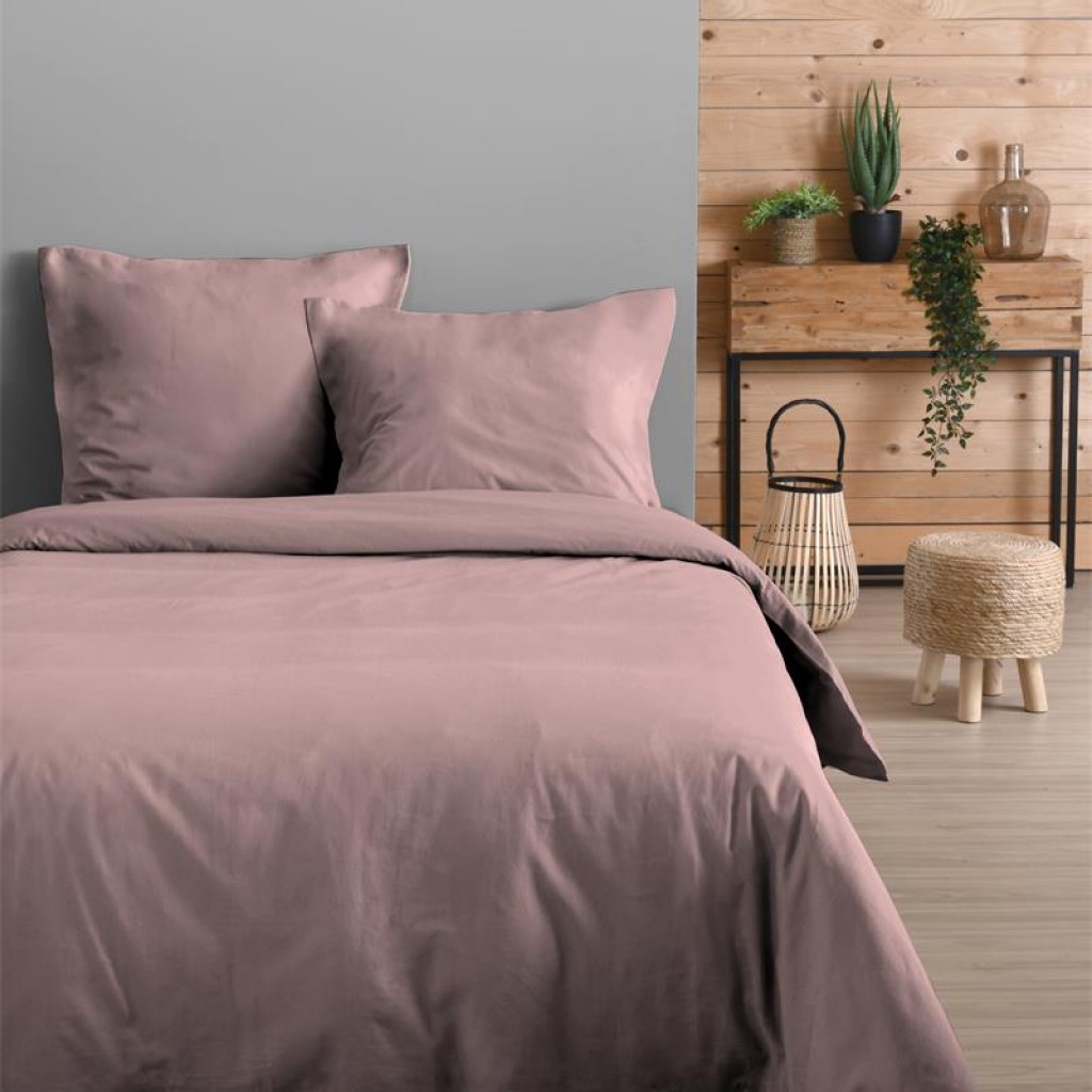 Drap Plat - Stof - 180 x 290 cm 57 Fils Coton, Eden Vieux Rose