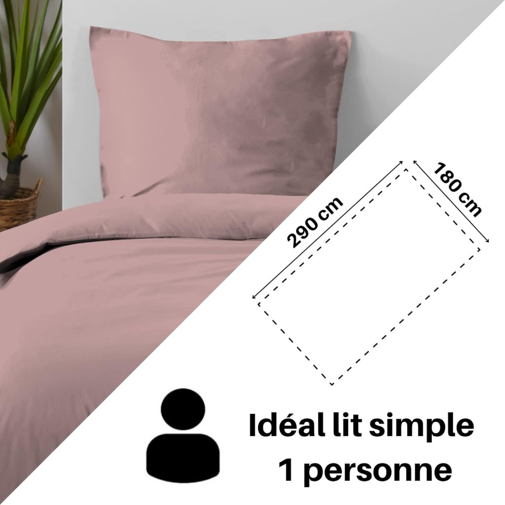 Drap Plat - Stof - 180 x 290 cm 57 Fils Coton, Eden Vieux Rose
