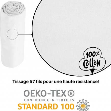 Drap Housse Eden 90x190cm + Bonnet 30cm Blanc