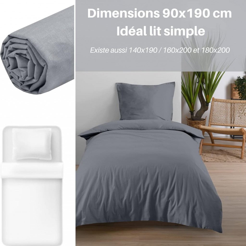 Drap Housse -Taille 90x190 cm Grand Bonnet 30 cm