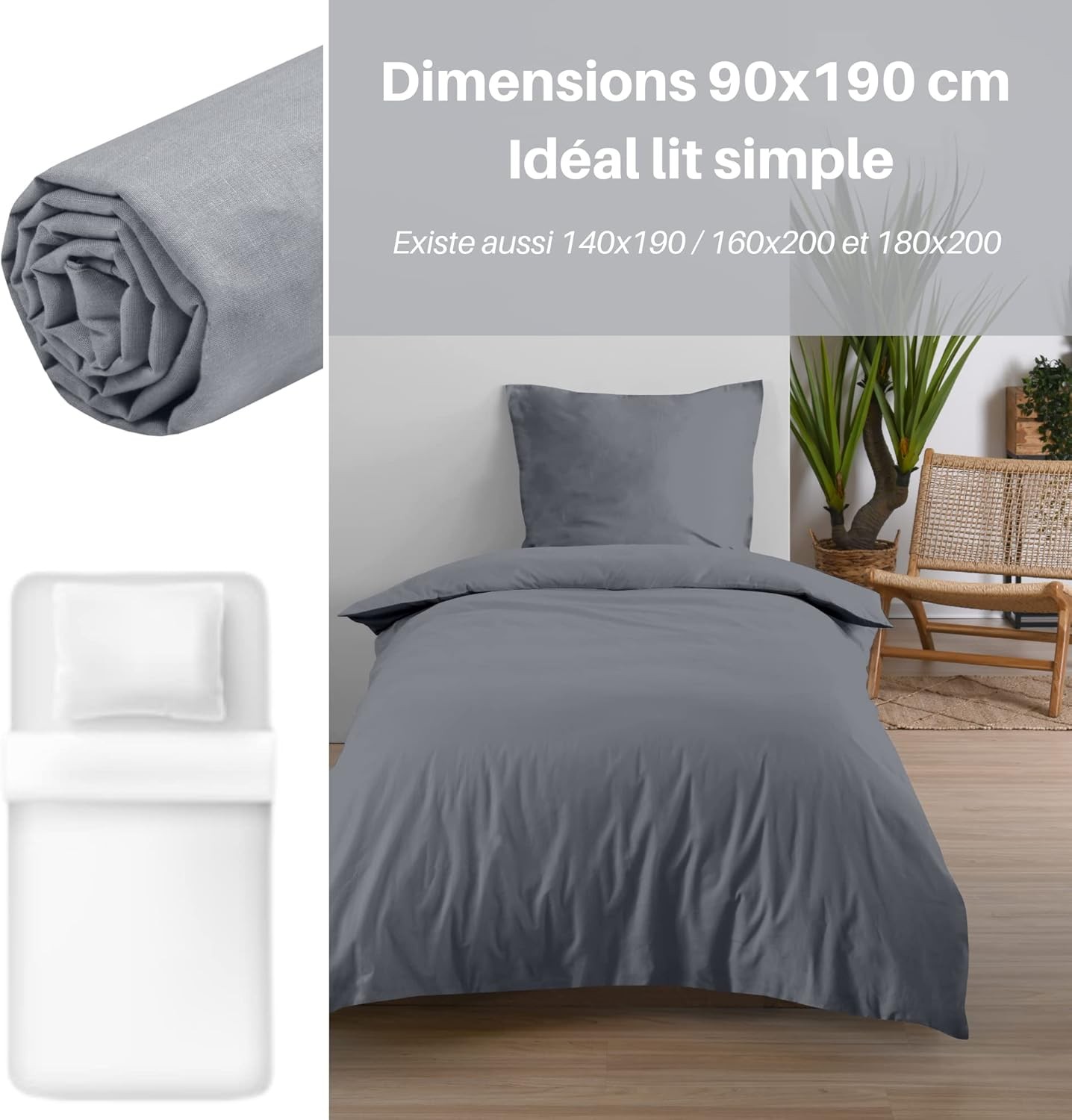 Drap Housse -Taille 90x190 cm Grand Bonnet 30 cm Drap Housse -Taille 90x190 cm Grand Bonnet 30 cm