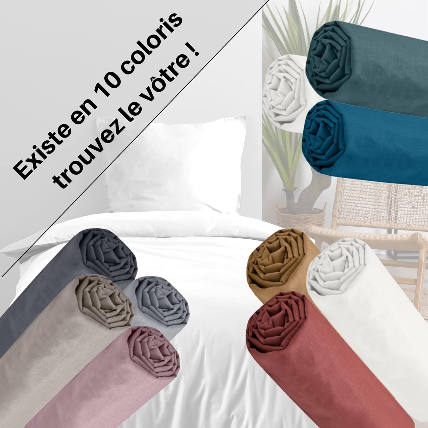Drap Housse -Taille 90x190 cm Grand Bonnet 30 cm Drap Housse -Taille 90x190 cm Grand Bonnet 30 cm