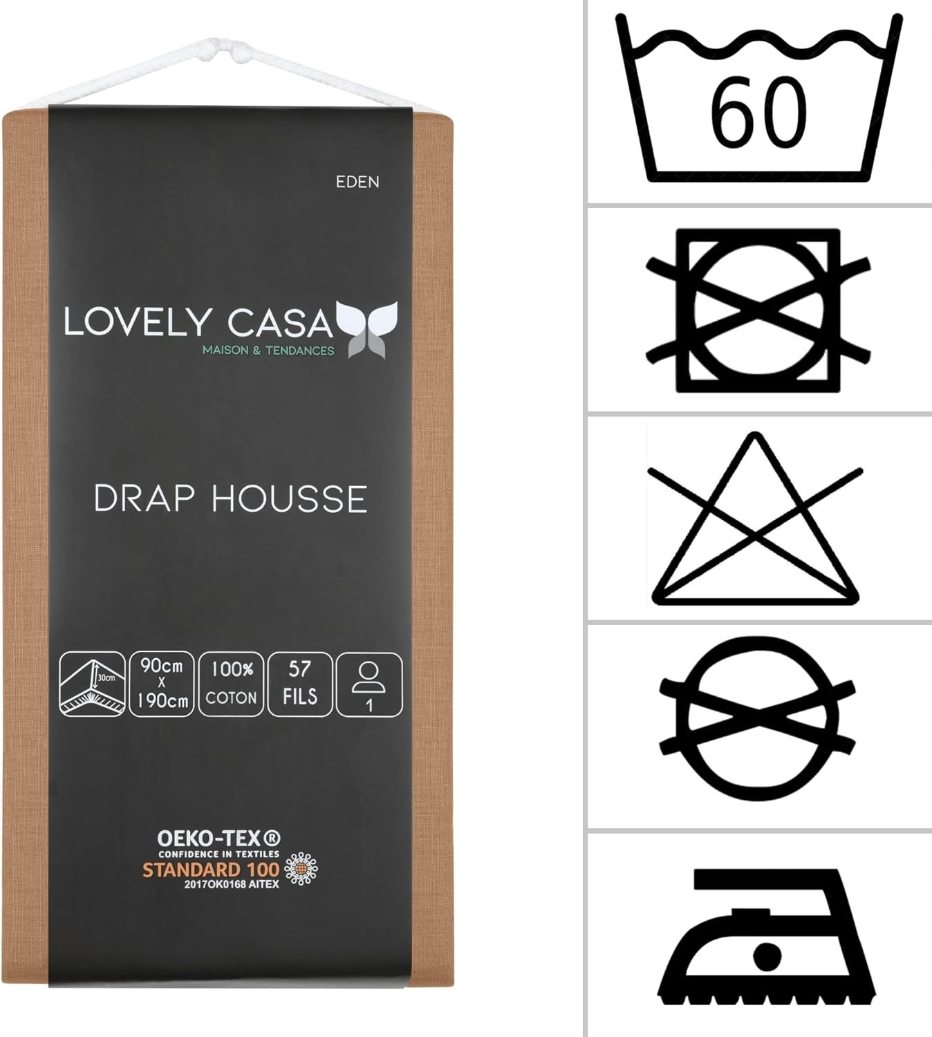 DRAP HOUSSE EDEN CURRY 90X190 cm DRAP HOUSSE EDEN CURRY 90X190 cm
