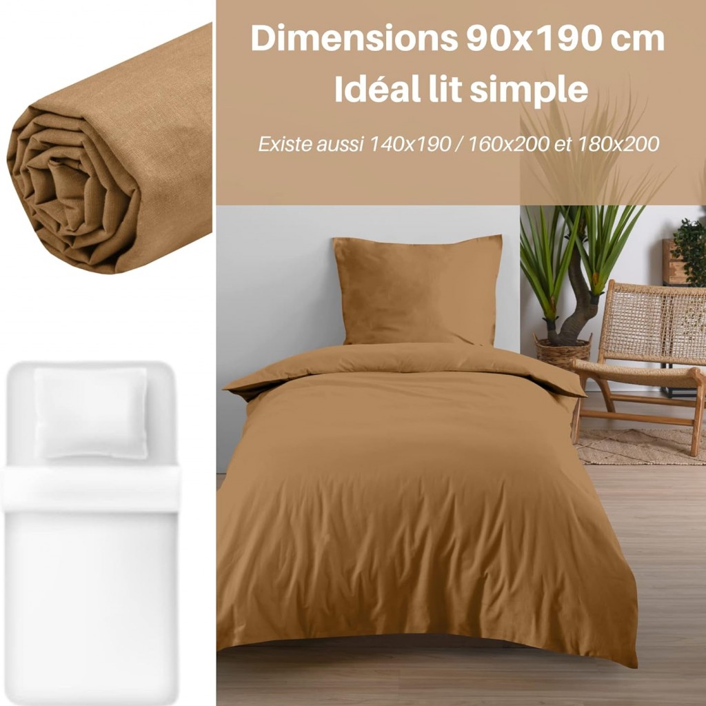 DRAP HOUSSE EDEN CURRY 90X190 cm