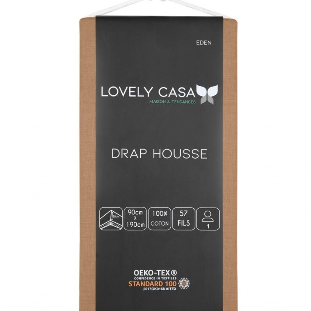 DRAP HOUSSE EDEN CURRY 90X190 cm