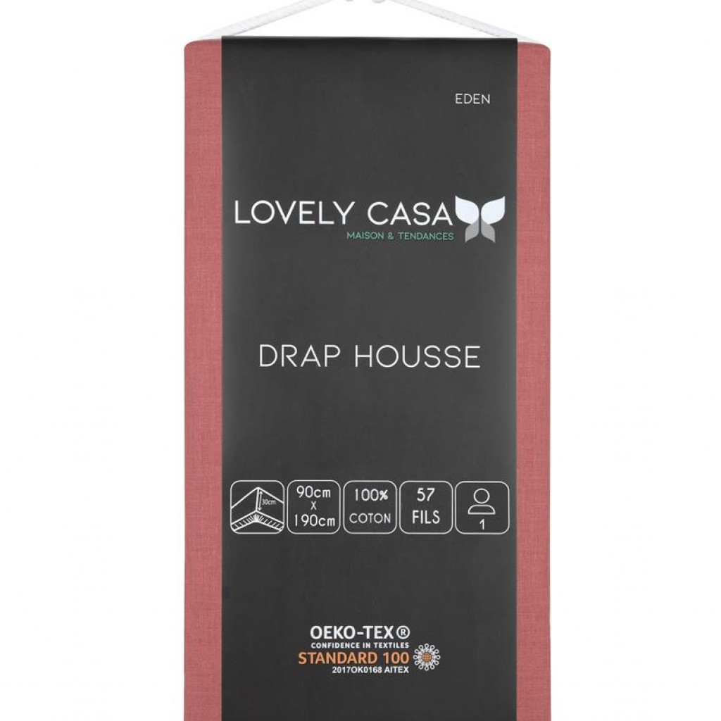 DRAP HOUSSE EDEN GRENACHE 90X190 cm