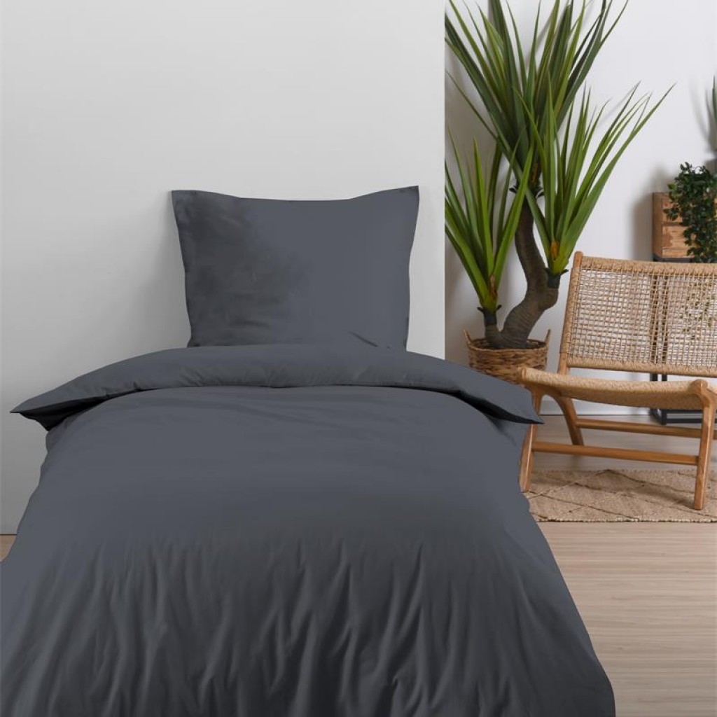 Drap Housse Stof 90 x 200 cm bonnet 30cm 57 Fils Coton Eden Ardoise