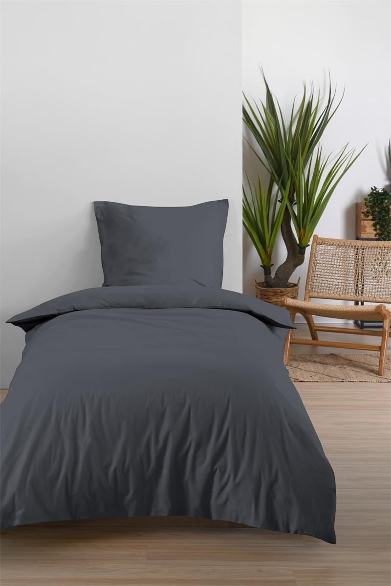 Drap Housse Stof 90 x 200 cm bonnet 30cm 57 Fils Coton Eden Ardoise