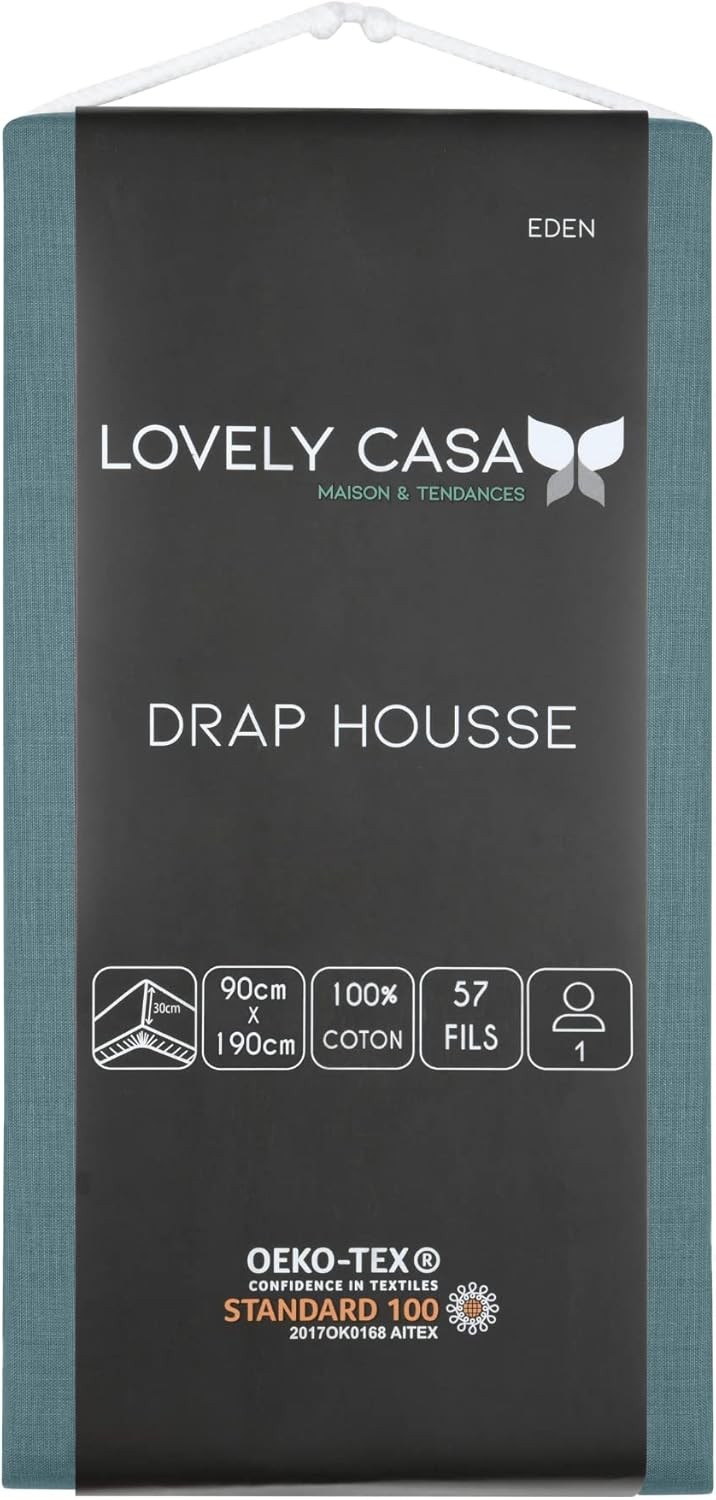 STOF - Drap Housse 90 x 190 cm Bonnet 30cm 57 Fils Coton Eden Eucalytus STOF - Drap Housse 90 x 190 cm Bonnet 30cm 57 Fils Coton Eden Eucalytus