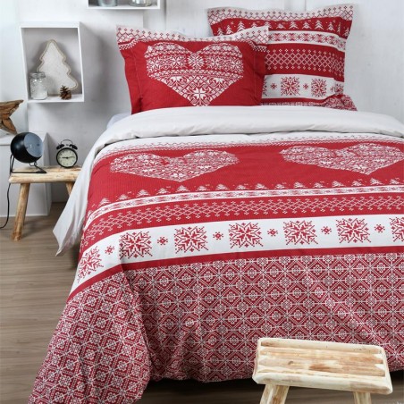 Housse de couette et deux taies coton (260 x 240 cm) Chabottes
