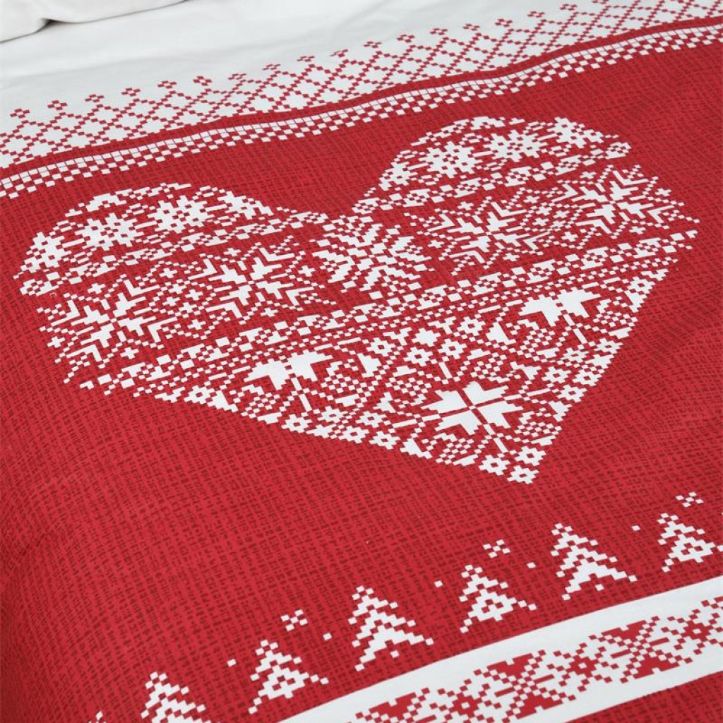 Housse de couette et deux taies coton 260  Chabottes Rouge