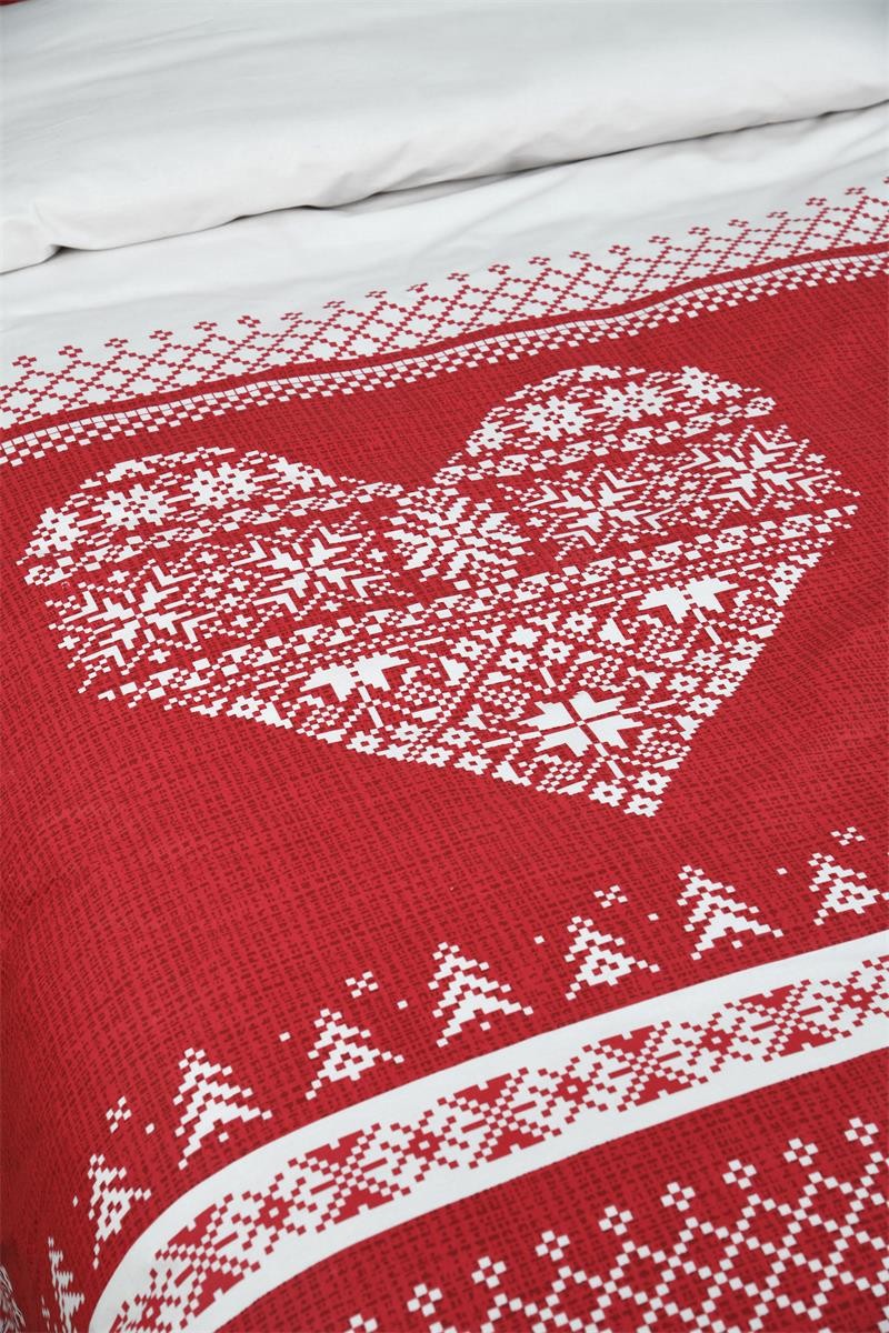 Housse de couette et deux taies coton 260 Chabottes Rouge Housse de couette et deux taies coton 260 Chabottes Rouge