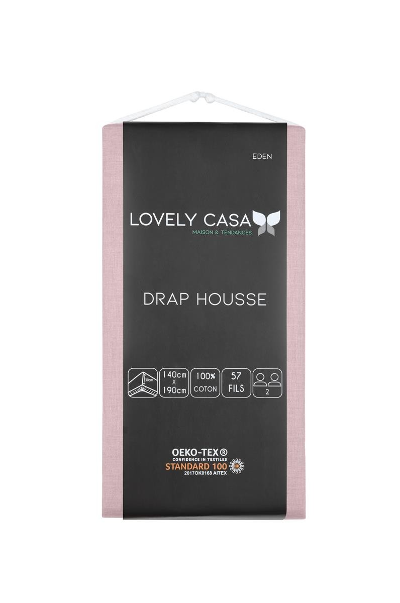 STOF - Drap Housse 140 x 190 cm Bonnet 30 cm 57 Fils Coton Eden Vieux Rose STOF - Drap Housse 140 x 190 cm Bonnet 30 cm 57 Fils Coton Eden Vieux Rose