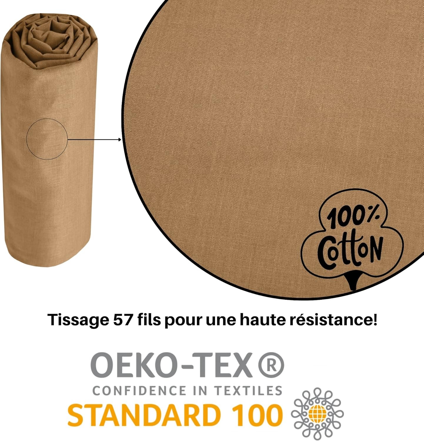 DRAP HOUSSE EDEN CURRY 140X190/200 cm DRAP HOUSSE EDEN CURRY 140X190/200 cm