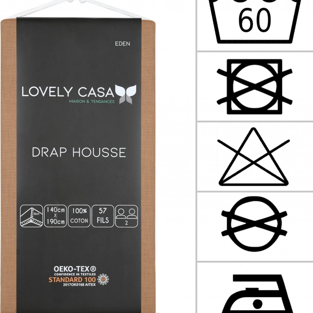 DRAP HOUSSE EDEN CURRY 140X190/200 cm