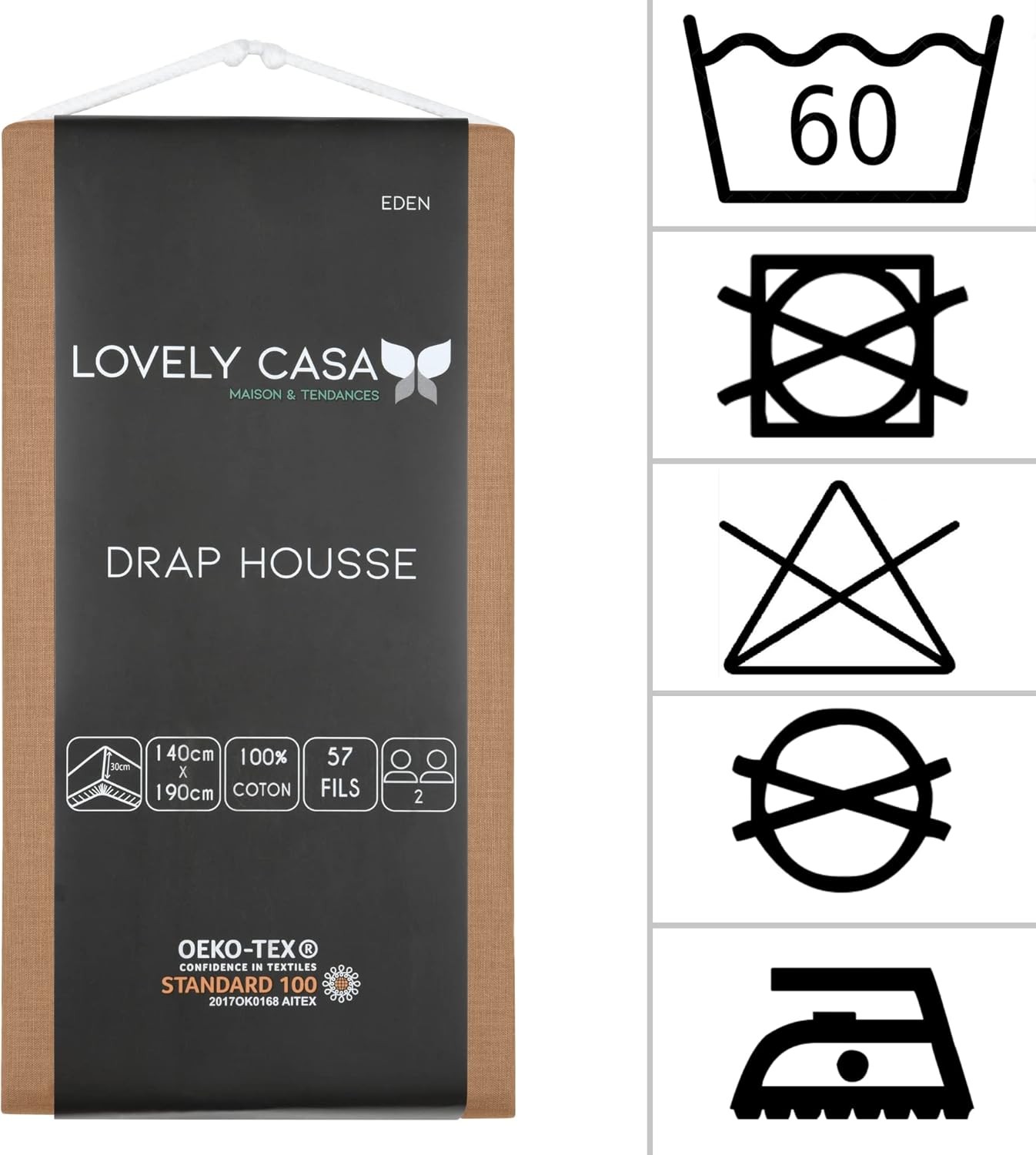 DRAP HOUSSE EDEN CURRY 140X190/200 cm DRAP HOUSSE EDEN CURRY 140X190/200 cm