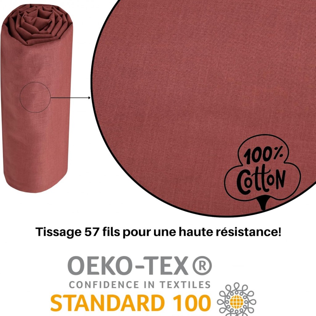 DRAP HOUSSE EDEN GRENACHE 140X190/200 cm