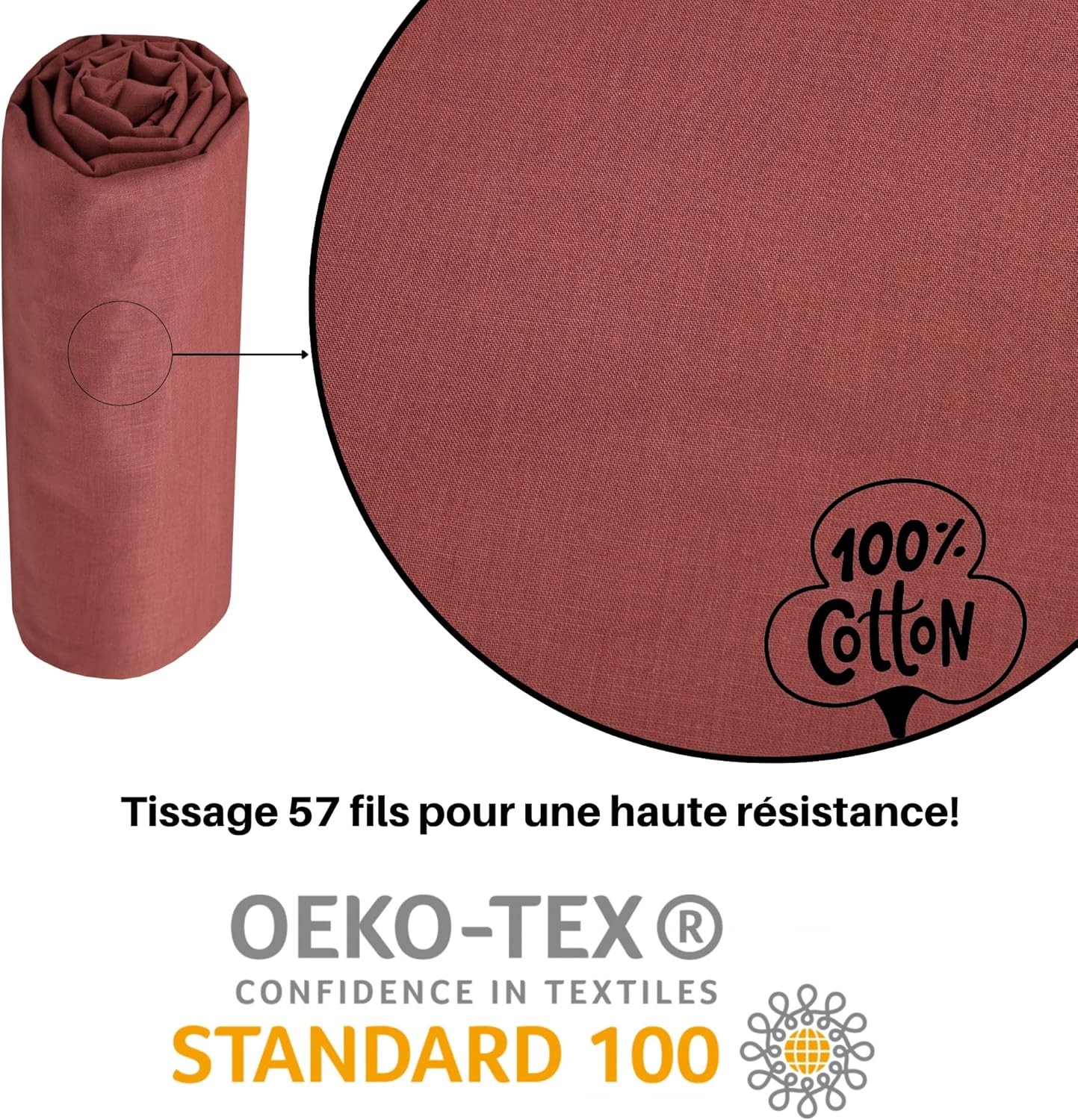DRAP HOUSSE EDEN GRENACHE 140X190/200 cm