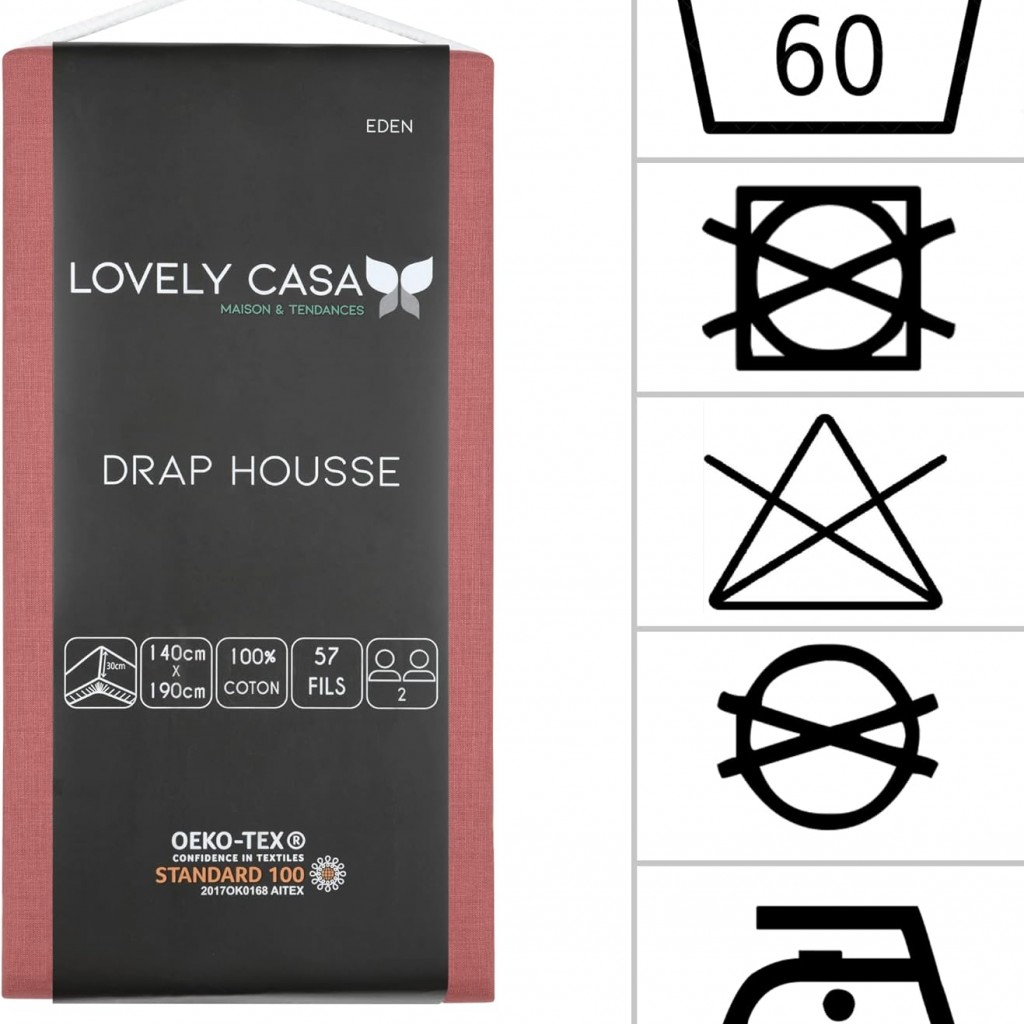 DRAP HOUSSE EDEN GRENACHE 140X190/200 cm