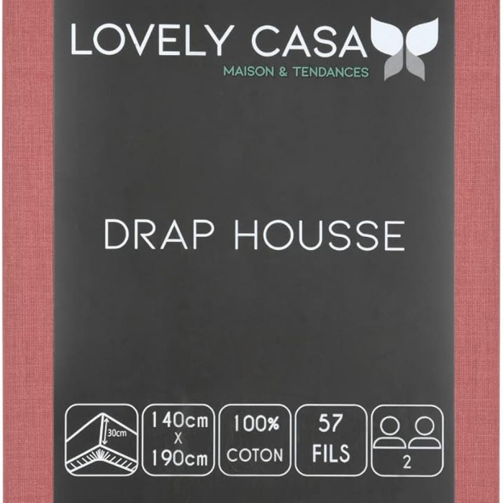 DRAP HOUSSE EDEN GRENACHE 140X190/200 cm