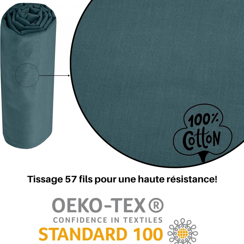 DRAP HOUSSE EDEN EUCALYPTUS 140X190 / 200 cm