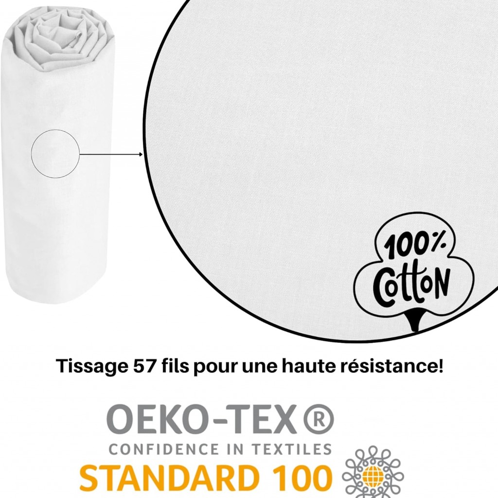 DRAP HOUSSE EDEN BLANC 140X190/200 cm