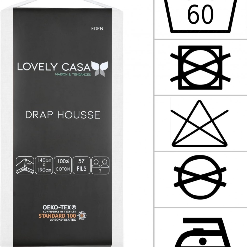 DRAP HOUSSE EDEN BLANC 140X190/200 cm