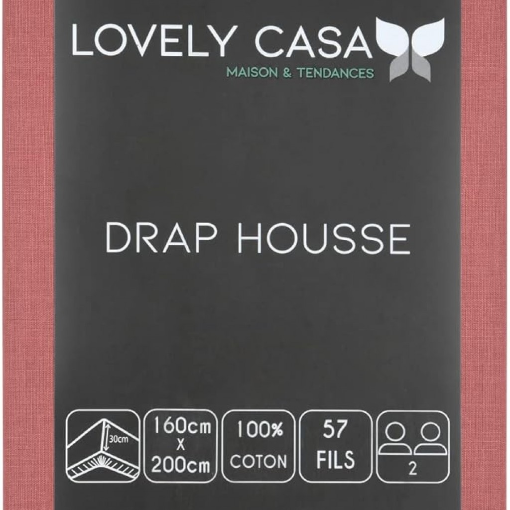 DRAP HOUSSE EDEN GRENACHE 160X200 cm