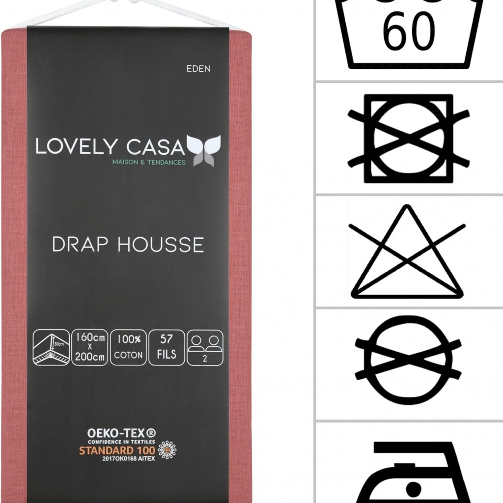 DRAP HOUSSE EDEN GRENACHE 160X200 cm