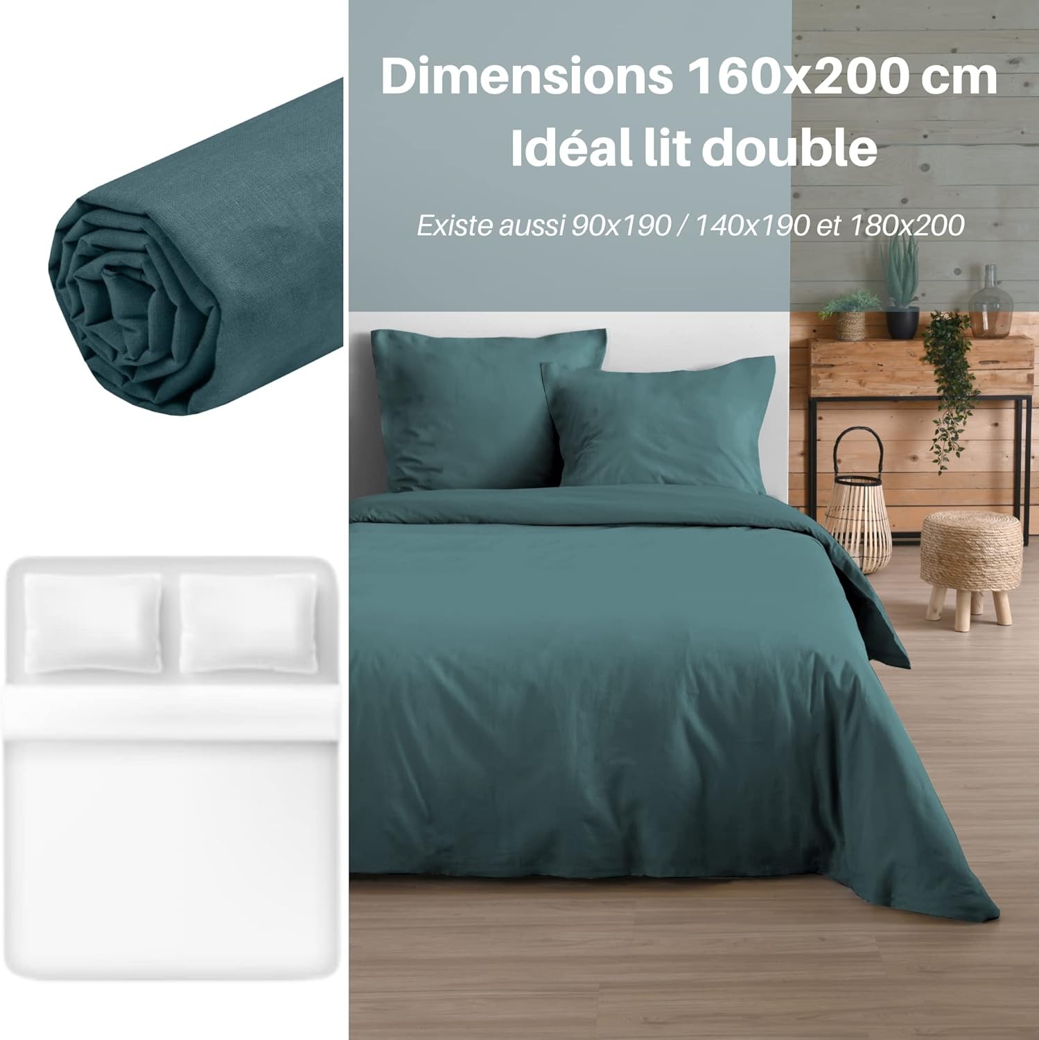 Stof - Drap Housse 160 x 200 cm Bonnet 30 cm 57 Fils Coton Eden Eucalyptus Stof - Drap Housse 160 x 200 cm Bonnet 30 cm 57 Fils Coton Eden Eucalyptus