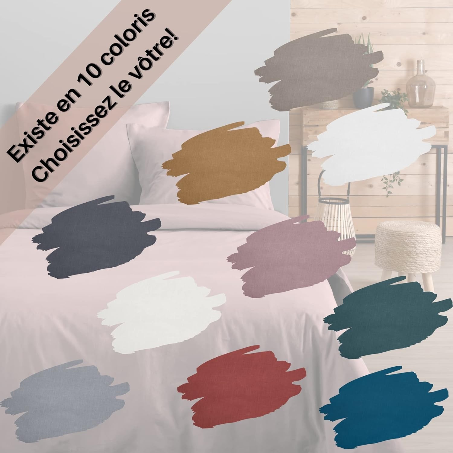 Stof - Taie de Traversin 45 x 185 cm Eden Coton Gris Souris Stof - Taie de Traversin 45 x 185 cm Eden Coton Gris Souris