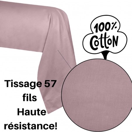 TAIE DE TRAVERSIN EDEN VIEUX ROSE 45X185 cm