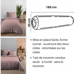 Taie de Traversin 45 x 185 cm Eden Coton Vieux Rose