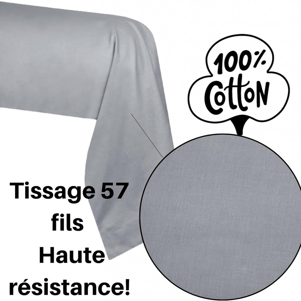 Stof - Taie de Traversin 45 x 185 cm Eden Coton Gris Souris